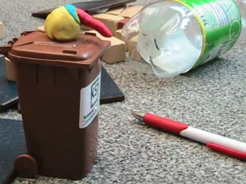 SteinMalEins Tigeraugen_Projekt Gib Abfall einen Korb_ Trickfilm_ Die Robotermülltonne von Hugo, Ersamus,Tamino und Pepe