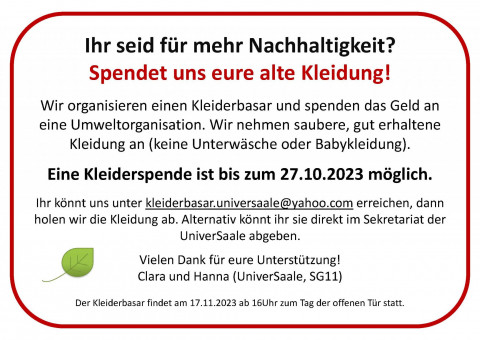 Flye Aufruf Kleiderspende Pi mal Daumen