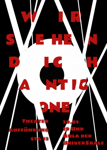 Plakat für das Theaterstück "Antigone" am 29.1.2018