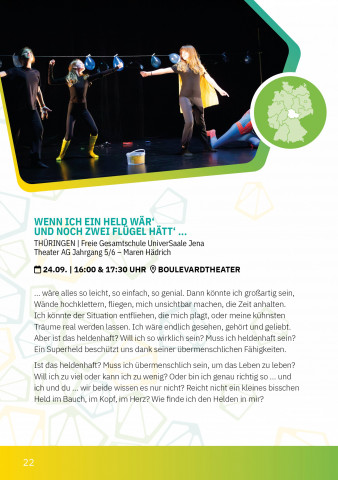 Programmeite der UniverSaale beim Schultheater der Länder 2024