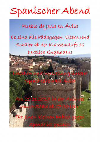 Einladung zum Spanischen Abend am 20. November 2017 in die UniverSaale